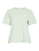 Vila Vora S/S Heart Emb T-shirt - Silt Green