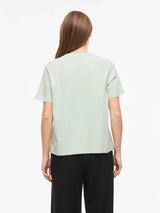 Vila Vora S/S Heart Emb T-shirt - Silt Green