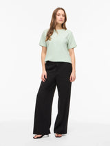 Vila Vora S/S Heart Emb T-shirt - Silt Green