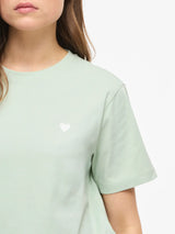 Vila Vora S/S Heart Emb T-shirt - Silt Green