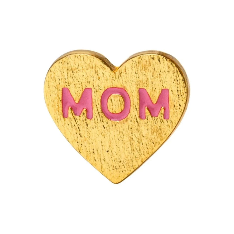 Lulu Heart Mom Earring 1 Pcs Gold Plated - Pink