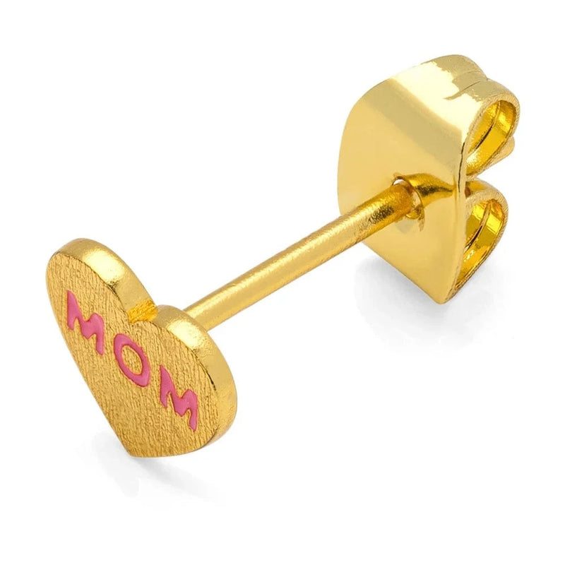 Lulu Heart Mom Earring 1 Pcs Gold Plated - Pink