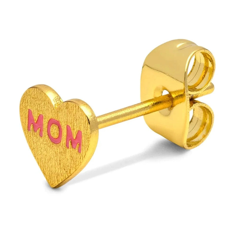 Lulu Heart Mom Earring 1 Pcs Gold Plated - Pink