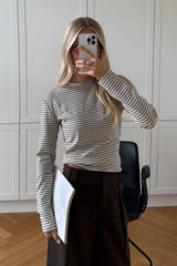Noella N-Lidie LS Top - Offwhite Stripe
