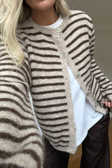 Noella N-Mertice Knit Cardigan - Brown Sand Stripe