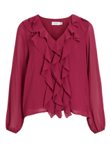 Vila Ane L/S V-Neck Frill Top - Anemone