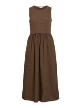 Vila Carla O-Neck S/L Midi Dress - Brown