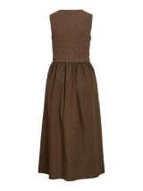 Vila Carla O-Neck S/L Midi Dress - Brown