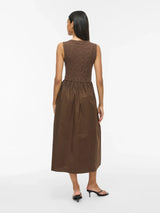 Vila Carla O-Neck S/L Midi Dress - Brown