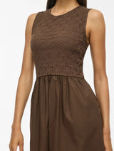 Vila Carla O-Neck S/L Midi Dress - Brown