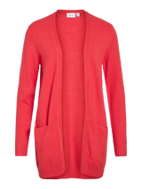 Vila Viril Open L/S Knit Cardigan - Hibiscus Dark Melange