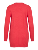 Vila Viril Open L/S Knit Cardigan - Hibiscus Dark Melange
