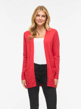 Vila Viril Open L/S Knit Cardigan - Hibiscus Dark Melange