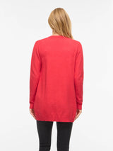 Vila Viril Open L/S Knit Cardigan - Hibiscus Dark Melange
