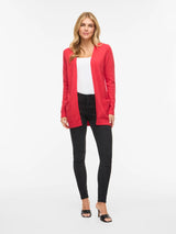 Vila Viril Open L/S Knit Cardigan - Hibiscus Dark Melange