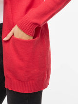 Vila Viril Open L/S Knit Cardigan - Hibiscus Dark Melange