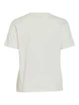 Vila Sybil Printed O-Neck S/S top - White