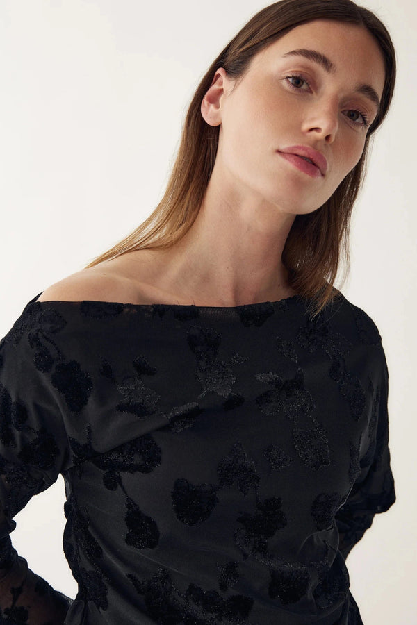 Noella Lanna Top - Black glitter