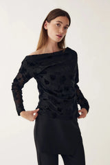 Noella Lanna Top - Black glitter