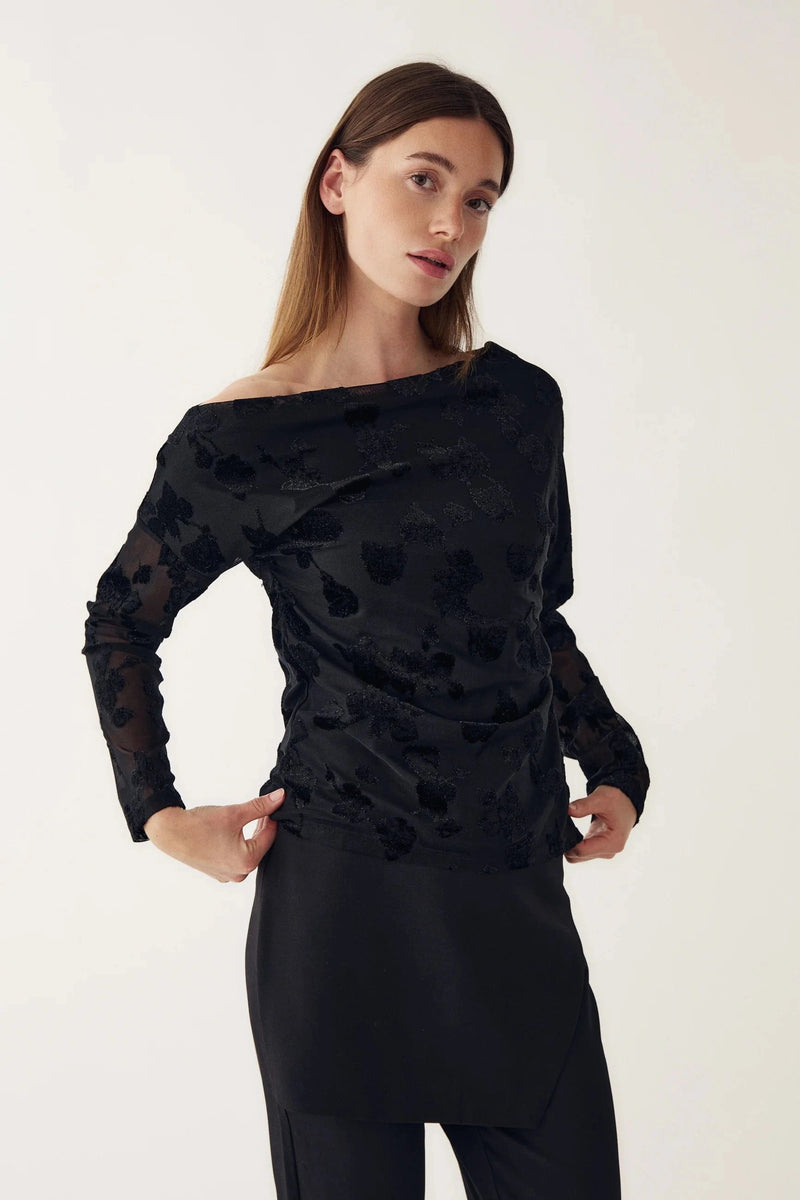 Noella Lanna Top - Black glitter