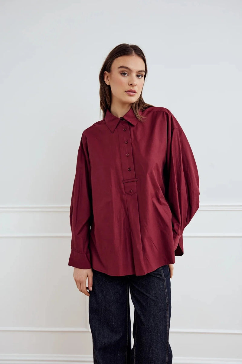Noella Leonie Shirt - Dusty Mahogany