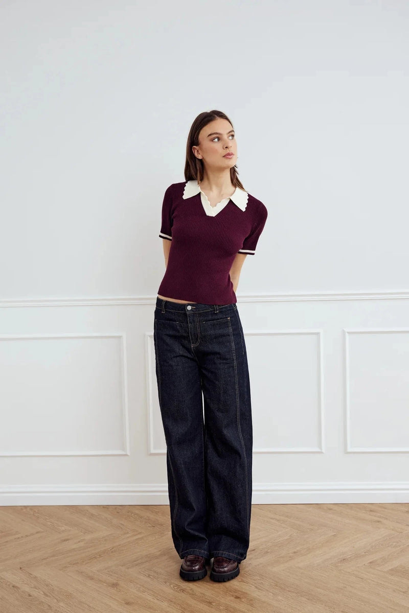 Noella Lilo Polo Knit - Wino