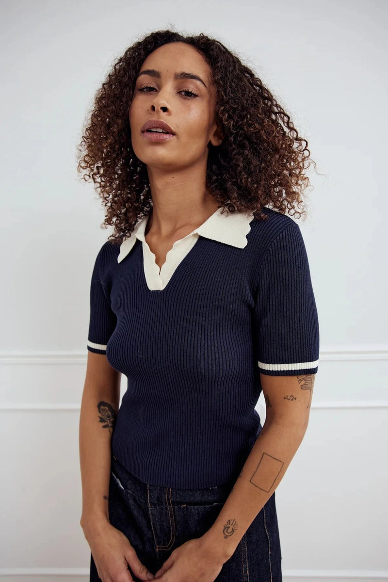 Noella Lilo Polo Knit - Navy