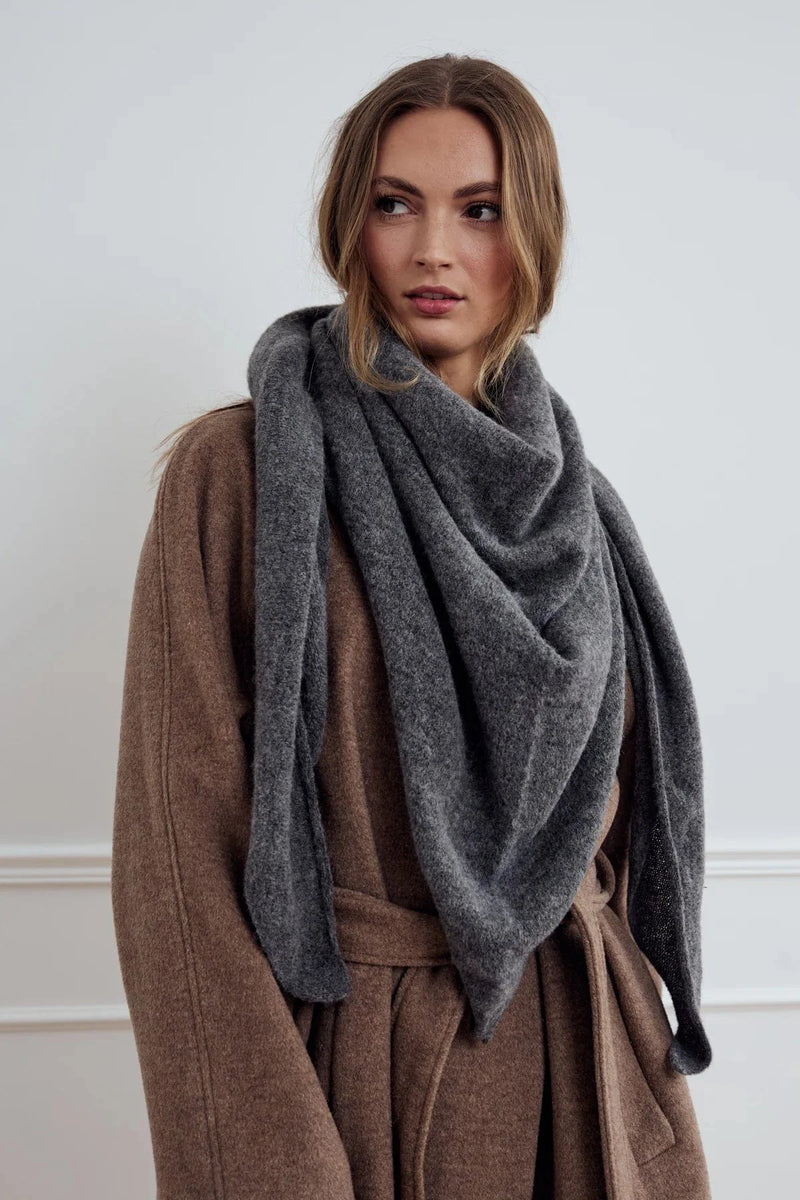 Noella Loena Knit Scarf - Dark Grey Melange