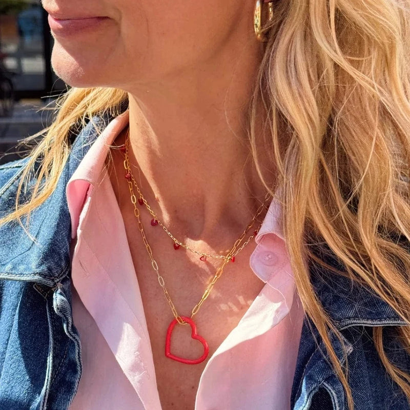 Lulu Love U Necklace Gold Plated - Passion Red