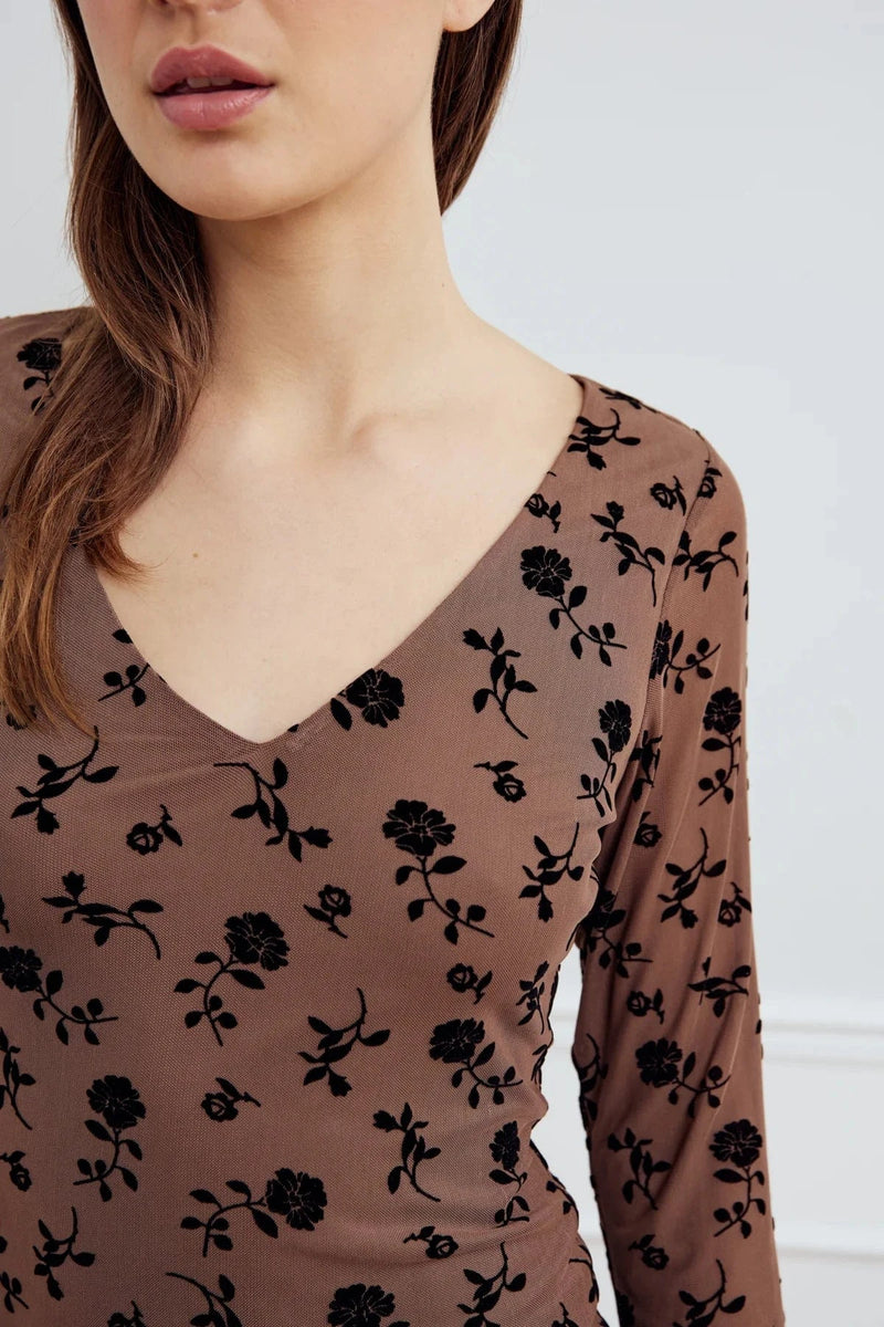 Noella Lucille Top - Clarity Morel Print