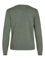 Vila Viril O-neck L/S Detail Knit Top - Laurel Wreath DARK MELANGE