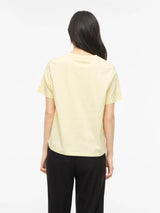 Vila Vora S/S Heart Emb T-shirt -  Pastel Yellow