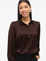 Vila Enna Ravenna L/S Balloon Shirt - Coffee Bean