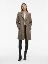 Vila Claudia Button Coat - Falcon