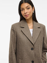 Vila Claudia Button Coat - Falcon