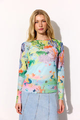Hunkøn Marina Mesh Blouse - Ocean Life Art Print
