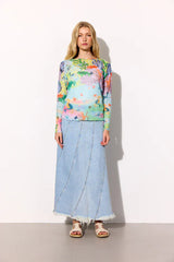Hunkøn Marina Mesh Blouse - Ocean Life Art Print
