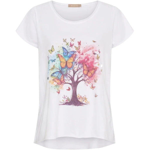 Marta Marie T-shrit 1535 - White Tree/Butterflies