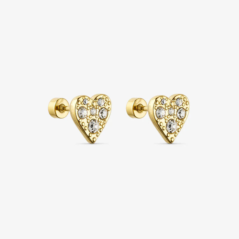 Wolff Jewelry Mini Shine Heart Earstud - 18 karat guldbelagt