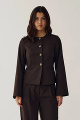 Noella N-Kasaundra LS Blazer - Chocolate