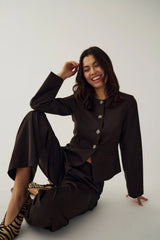 Noella N-Kasaundra LS Blazer - Chocolate
