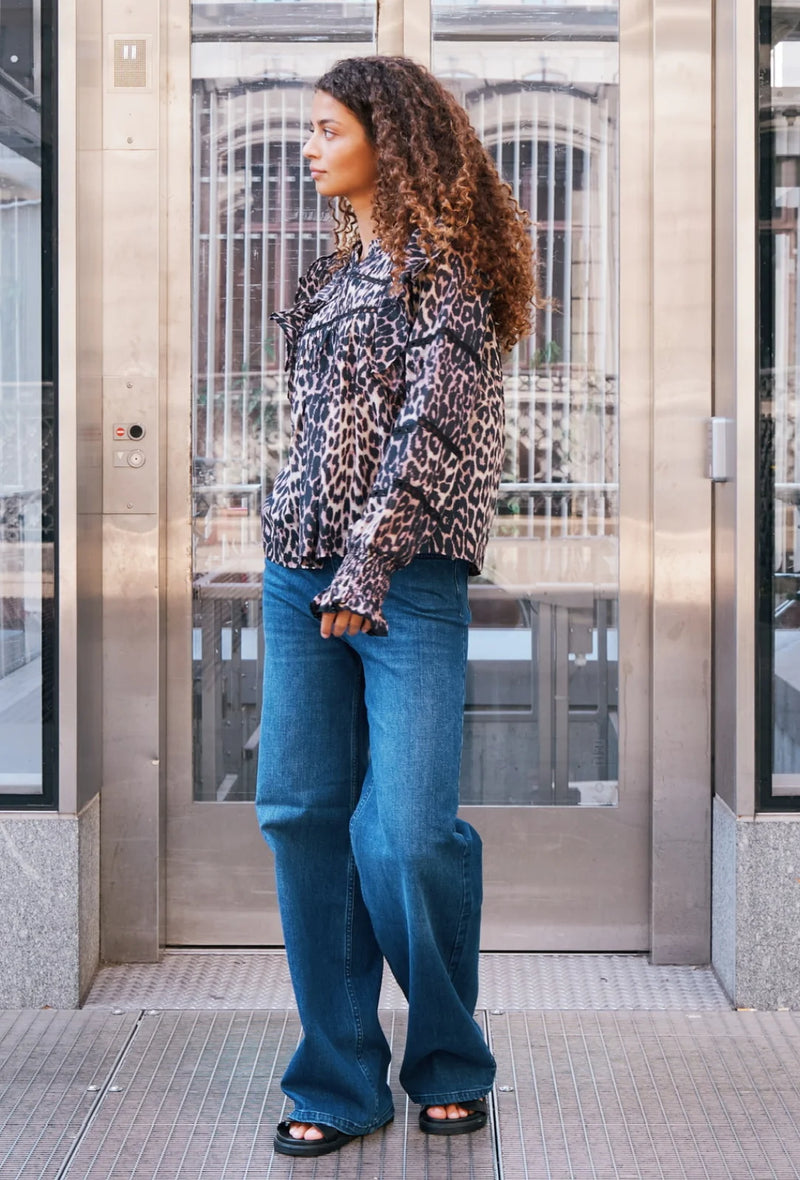 Neo Noir Aurika Leo Voile Blouse - Leopard