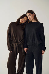 Noella Melodee Knit Pants - Dark Grey Melange