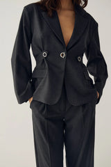 Noella Marice Blazer - Grey Herringbone