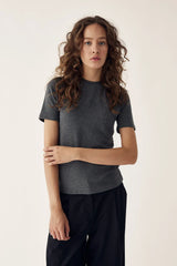 Noella Lidie SS Top - Dark Grey Melange