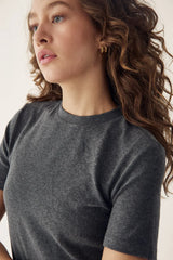 Noella Lidie SS Top - Dark Grey Melange
