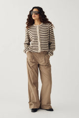 Noella N-Mertice Knit Cardigan - Brown Sand Stripe
