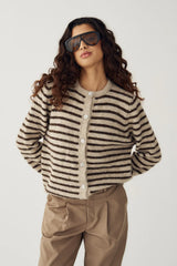 Noella N-Mertice Knit Cardigan - Brown Sand Stripe