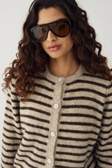 Noella N-Mertice Knit Cardigan - Brown Sand Stripe