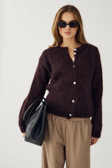 Noella N-Kea Mohair Cardigan - Dark Brown Chocolate